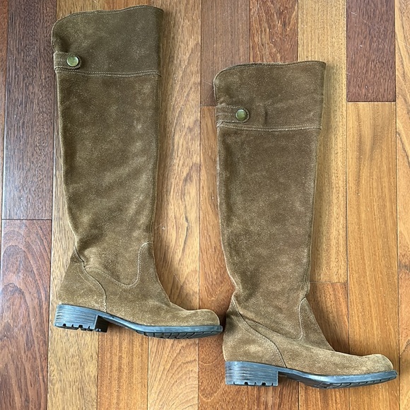 Franco Sarto Suede Knee High Boots Rich Camel/Carmel Color - Picture 4 of 12